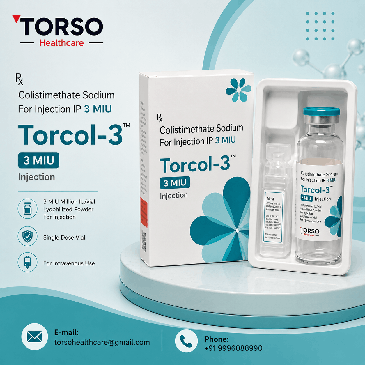 Colistimethate Sodium for Injection IP 3 Million IU