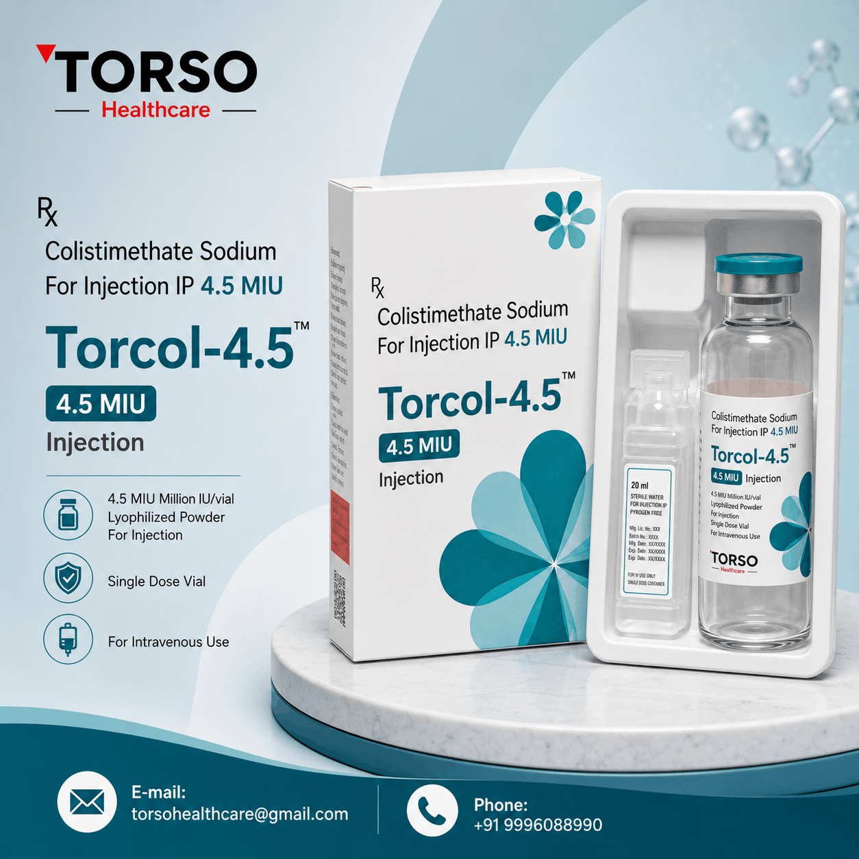 Colistimethate Sodium for Injection IP 4.5 Million IU