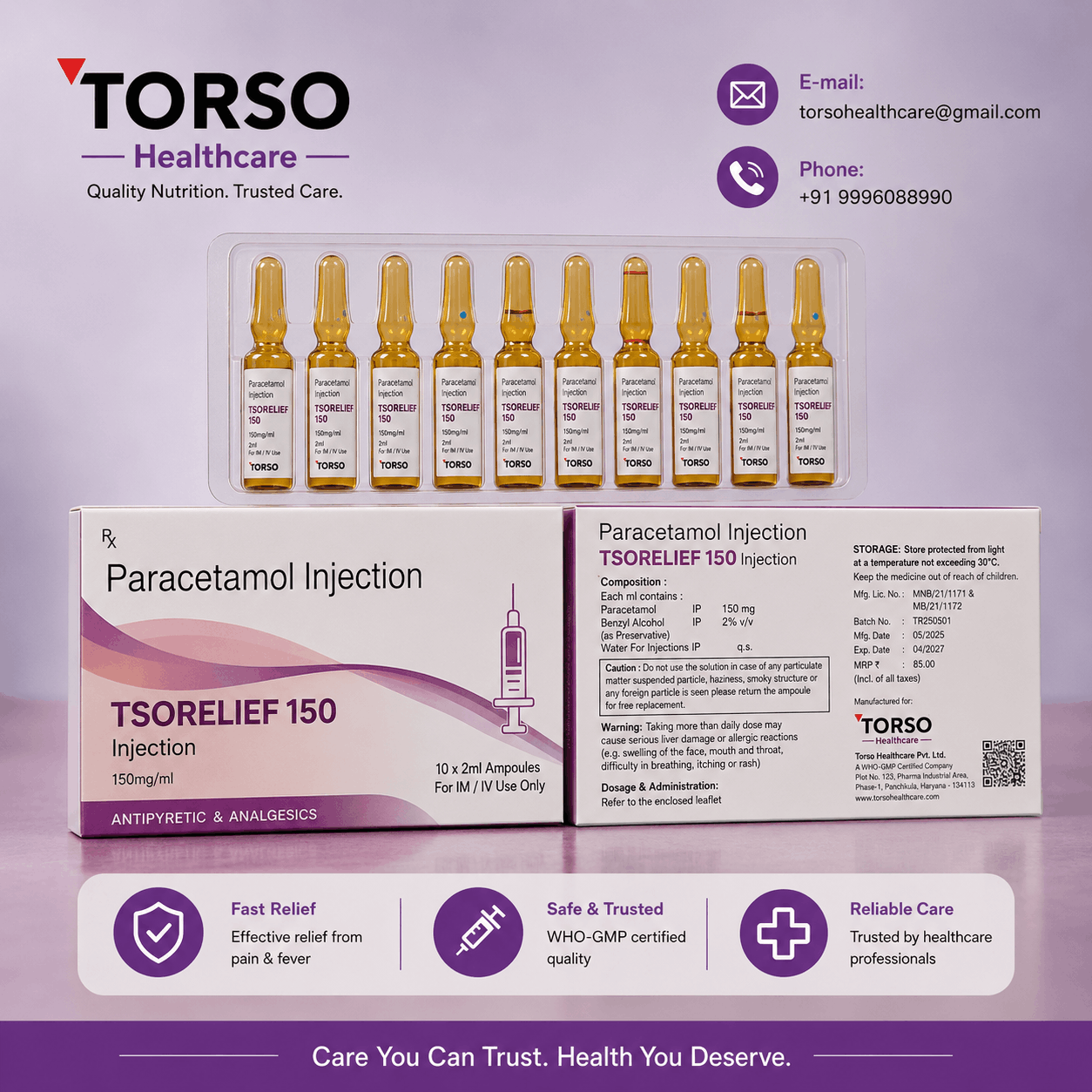 paracetamol injection 2 ml