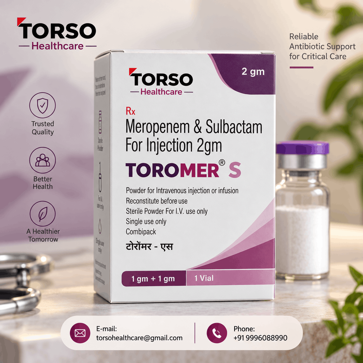 meropenem & sulbactam for injection 2gm